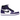 Air Jordan 1 Retro High Court Purple White baskets en vue latérale, avec empiècements violets sur base en cuir blanc et logo swoosh noir