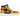 Air Jordan 1 Retro High Pollen baskets en vue profil latéral avec une tige en cuir jaune et noir, des lacets noirs et une semelle blanche