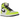 Air Jordan 1 Retro High OG Visionaire baskets vue latérale avec des panneaux en cuir vert néon vif, une tige blanche et un logo swoosh noir.