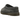 UGG Tasman Slipper Dark Grey baskets en vue inclinée avec empeigne en daim gris, bordure brodée emblématique et doublure en laine douce