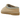 UGG Tasman Slipper Santorini Sand baskets vue sous angle, en daim beige avec détail brodé sur le col et une semelle épaisse et robuste.