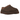 UGG Tasman Slipper Burnt Cedar baskets vue latérale avec empeigne en daim marron, le ruban tressé brodé et la bordure douce en peau de mouton.