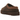 UGG Tasman Slipper Burnt Cedar baskets vue latérale en daim marron avec le col tressé emblématique, bout rond et doublure douce chaleureuse