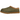 UGG Tasman Slipper Burnt Olive baskets vue de profil, fabriquées en daim olive avec le détail tressé Tasman emblématique sur le col.