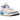 Jordan Spizike Low White Blue Void baskets en profil avec une tige blanche, des détails bleus et des lacets