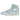 Jordan 1 High Method of Make Hydrogen Blue baskets en vue sous angle avec du cuir bleu clair, des lacets blancs et un logo swoosh