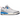 Jordan Spizike Low White Blue Void baskets en vue laterale avec une tige blanche, des details bleus et des lacets