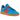 Adidas Handball Spezial Bright Blue baskets en vue laterale avec une tige en daim bleu, des details en cuir blanc et une semelle en gomme