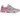 ASICS Gel-NYC Pink Glo Concrete baskets en vue latérale avec une tige rose et grise, des lacets et une semelle amortissante