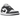 Jordan 1 Low Iron Grey baskets en profil latéral classique avec une tige en cuir gris, des détails noirs et une semelle intercalaire blanche