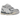 ASICS Gel-NYC 2055 Glacier Grey Cream baskets en vue laterale avec une tige en mesh gris, des details cremes et des lacets