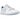 Jordan 1 Low Golf White Legend Blue baskets de profil avec une tige blanche, des details bleus, des lacets et une semelle.