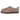 UGG Tasman Biarritz Slipper Rocky Oak baskets en vue de profil avec une tige en daim marron et un col tressé distinctif