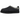 UGG Tasman Biarritz Slipper Black baskets en vue laterale avec une tige en suède noir et une bordure brodée colorée autour du col.