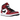 Jordan 1 Mid Chicago Toe baskets en vue profil latéral avec une tige en cuir rouge, blanche et noire et des lacets