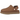 UGG Goldenstar Villa Clog Chestnut baskets en vue latérale inclinée avec tige en daim marron, bride et coutures apparentes