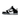 Nike Dunk High Slam Jam White Black baskets dans un profil lateral classique avec une tige en cuir blanc, un swoosh noir et une semelle grise