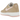 Baskets Nike Air Force 1 Low Linen vue sous angle avec empeigne beige, semelle intermédiaire blanche et swoosh rose emblématique