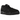 Jordan 4 RM Black Cat baskets en profil latéral noir avec une tige en nubuck, une unité Air visible au talon et des lacets ton sur ton