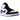 Air Jordan 1 Mid SE Royal Black Toe baskets vue latérale, avec cuir noir, accents bleus sur le talon et la semelle extérieure et semelle blanche