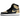Air Jordan 1 Retro High NRG Patent Gold Toe baskets vue latérale avec cuir verni noir, détails dorés, semelle intermédiaire blanche et noire.