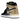 Air Jordan 1 Retro High NRG Patent Gold Toe baskets en vue latérale avec cuir verni brillant noir et or ainsi qu'une semelle intermédiaire blanche