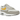 Nike Air Max 1 Summit White University Gold baskets en profil lateral avec une tige blanche, des details jaunes et une unite Air visible