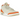 Jordan 3 Retro TEX Starfish baskets vue sous angle avec accents orange, empeigne blanche et imprimé éléphant emblématique