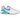 Nike Air 180 White Medium Blue Clear Jade baskets de profil avec une tige en mesh blanc, un swoosh bleu et une bulle d'air