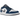 Air Jordan 1 Low True Blue baskets presentant un profil lateral classique avec des details en cuir bleu et blanc et le swoosh