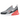 Nike Air Max 270 Wolf Grey Anthracite Bright Crimson White baskets en vue angulaire avec unité Air visible et détail de talon rouge.