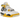 Air Jordan 4 Retro Vivid Sulfur baskets vue latérale avec empeigne en cuir blanc, accents jaune soufre sur les œillets et unité Air visible