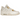 Air Jordan 4 Retro Metallic Gold baskets vue de face avec tige en cuir blanc et détails dorés métallisés au niveau des œillets.