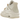 Air Jordan 4 Retro Metallic Gold baskets vue latérale avec empeigne en cuir blanc, détails dorés et unité Air visible au talon.