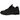 Nike Shox R4 Black baskets vue latérale avec empeigne en cuir noir lisse, colonnes d'amorti emblématiques au talon et lacets noirs.