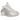 Nike Shox R4 White Metallic Silver baskets en vue latérale avec une empeigne blanche, des détails métalliques et la semelle Shox emblématique
