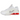 Nike Shox R4 White Phantom Picante Red baskets vue latérale avec empeigne blanche, détails rouges et colonnes d'amorti visibles au talon