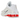 Nike Shox R4 White Phantom Picante Red baskets vue latérale avec empeigne blanche, colonnes d'amorti emblématiques au talon et swoosh rouge