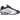 Nike Shox R4 Blue Void baskets vue latérale montrant l'empeigne bleu foncé perforée, des détails argentés et les colonnes Shox caractéristiques