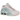 Nike Shox R4 Barely Rose Metallic Platinum baskets vue latérale avec empeigne rose pâle, détails argentés et amorti Shox emblématique
