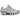 Nike Shox TL Chrome baskets en vue latérale dynamique avec une empeigne en mesh argenté métallisé et les colonnes d'amorti Shox caractéristiques.