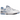 New Balance 550 UNC baskets vue latérale montrant l'empeigne en cuir blanc avec des détails bleus, des lacets et une semelle extérieure classique.