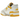 New Balance 550 White Sea Salt Varsity Gold baskets en vue latérale avec des empiècements en cuir blanc, des détails jaunes et une semelle robuste