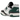 New Balance 550 White Green Black baskets vue angulaire avec empeigne en cuir blanc, accents verts et logo New Balance noir sur le côté.