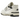 New Balance 550 Cream Black baskets vue latérale avec empeigne en cuir crème, panneaux latéraux perforés et logo N noir sur le côté.