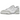 New Balance 550 White Summer Fog baskets en vue latérale, mettant en valeur le cuir blanc avec des accents gris et le logo N emblématique sur le côté.