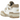 New Balance 550 White Incense Driftwood baskets vue latérale avec empeigne en cuir blanc et détails en daim marron clair sur le talon et le logo.