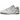 New Balance 550 Salt and Pepper baskets vue latérale classique avec tige en cuir blanc, empiècements en daim gris et semelle extérieure robuste.