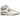 New Balance 650R Aime Leon Dore White Grey baskets vue latérale avec empeigne en cuir blanc, détails gris et silhouette montante