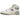 New Balance 650R Aime Leon Dore White Grey baskets vue latérale avec empeigne en cuir blanc, détails gris et laçage classique sur une semelle gomme